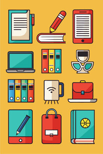 办公学习用品图标集合