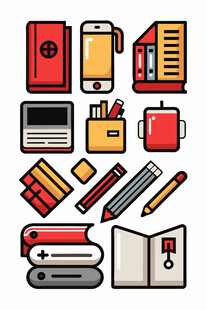 多彩文具图标集合