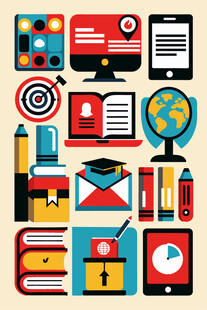 多彩办公与科技图标集合