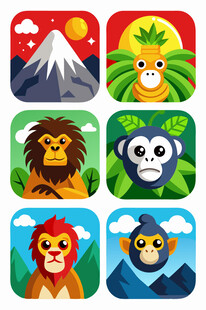 动物与自然风景图标集