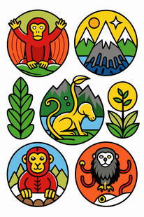 动物与自然主题彩色图标