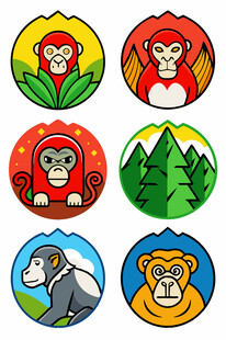 动物主题彩色圆形图标