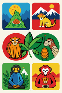 多彩动物图案设计元素