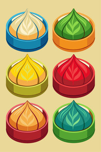 多彩卡通风格圆顶建筑图案