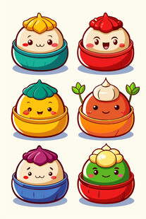 可爱多彩卡通小包子