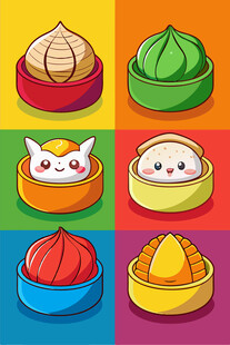 多彩卡通包子插画