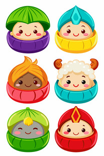 可爱多彩卡通娃娃头像