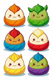 可爱多彩卡通包子形象