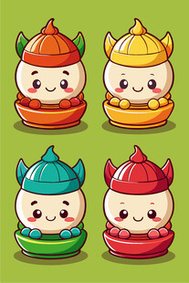 可爱清朝小童子卡通形象