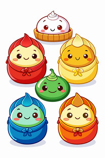 可爱卡通中式点心大集合
