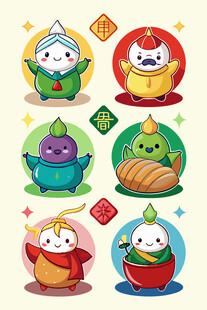 可爱卡通新年小动物形象