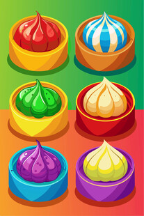 多彩卡通风格美味糕点
