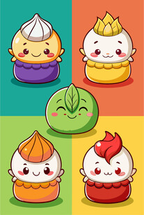 可爱卡通包子形象集合