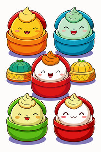 可爱卡通蒸饺形象集合