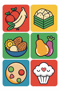多彩美食图标集合
