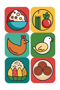 多彩美食图标集合