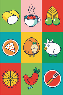 多彩食物图标集合