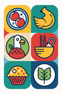 多彩美食烹饪图标集合