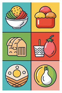 多彩食物图标集合