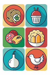 多彩美食图标集合