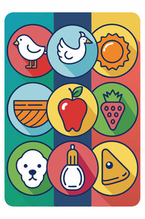 多彩卡通食物与动物图标