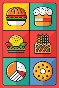 多彩美食图标集合