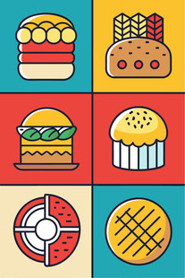 多彩美食图标集合