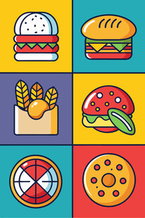 多彩美食图标集合