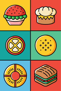 多彩美食图标集