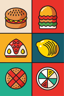 多彩美食图标集合