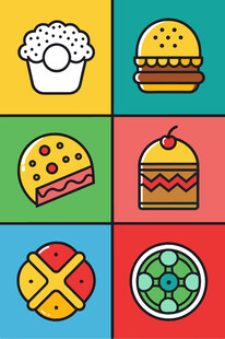 多彩美味糕点与快餐组合