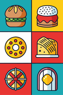 多彩美食图标集合