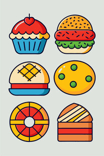 多彩美味的各式糕点与汉堡