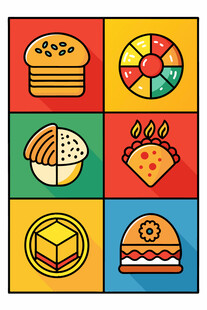 多彩美食图标集合