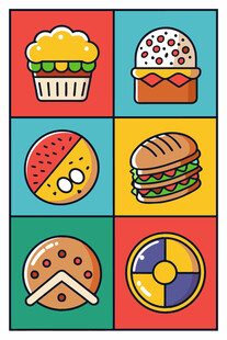 多彩美食图标集合