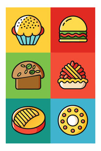 多彩美味糕点与汉堡集合