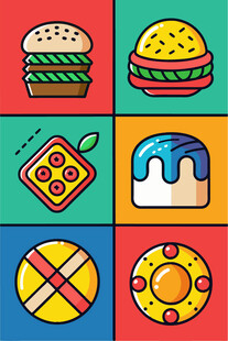 多彩食物与物品图标集合