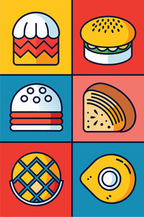 多彩美食图标集合