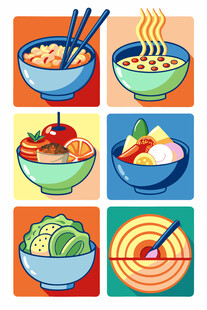 多彩美食碗诱人餐食集合