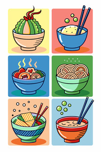 多彩面食插画