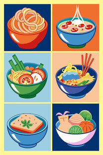 多样美味面食组合展示