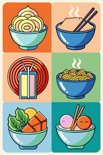 多彩美食图标集