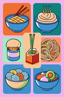 多彩亚洲面食美食集合