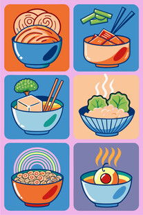 多彩面食插画集合
