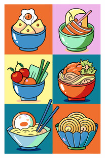 多彩亚洲面食美食集合