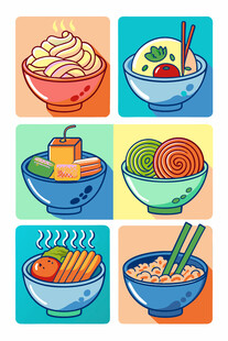 多彩中式美食插画
