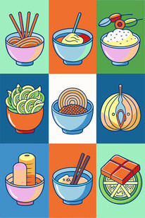 多彩美食拼图尽显风味