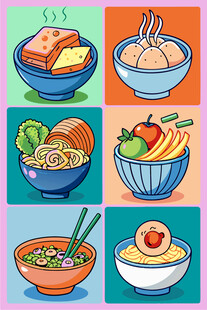 多样中式美食插画展示