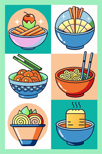 多彩面食插画