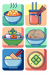 多彩美食图标集合
